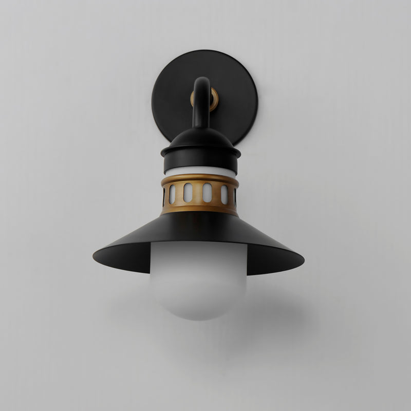 Maxim 35122SWBKAB Admiralty 1 Light Outdoor Wall Sconce | Black / Antique Brass