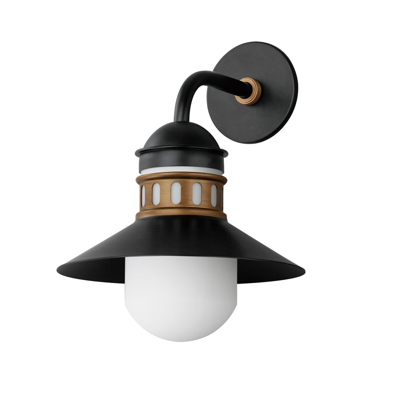 Maxim 35124SWBKAB Admiralty 1 Light Outdoor Wall Sconce | Black / Antique Brass