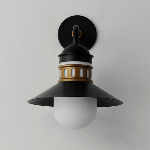 Maxim 35124SWBKAB Admiralty 1 Light Outdoor Wall Sconce | Black / Antique Brass