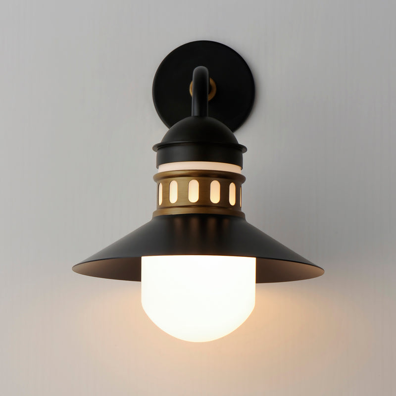 Maxim 35124SWBKAB Admiralty 1 Light Outdoor Wall Sconce | Black / Antique Brass
