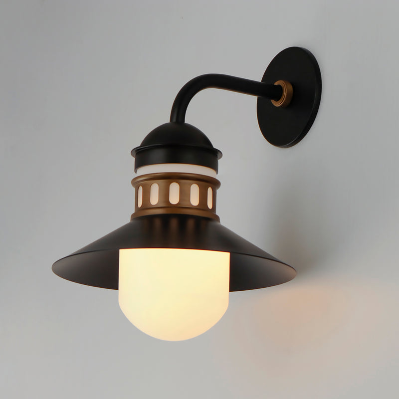 Maxim 35124SWBKAB Admiralty 1 Light Outdoor Wall Sconce | Black / Antique Brass