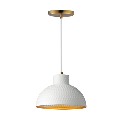 Maxim 35142WTNAB Rockport 10" 1 Light Pendant | White/Natural Aged Brass