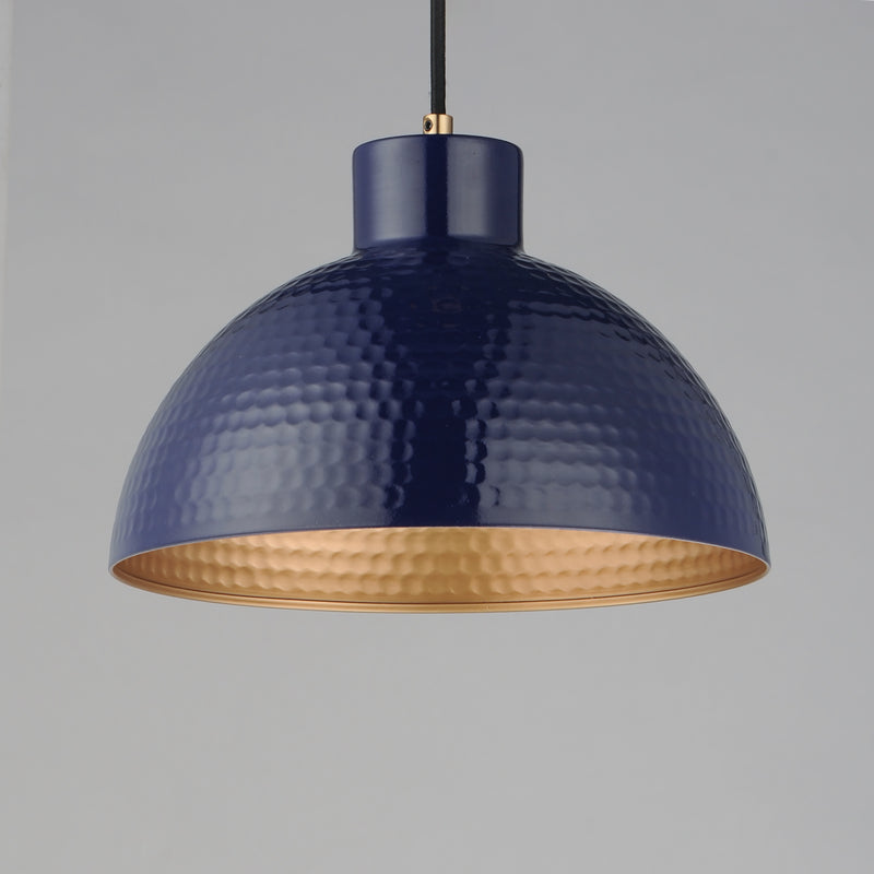 Maxim 35144GNNAB Rockport 12" 1 Light Pendant | Glossy Navy / Natural Aged Brass