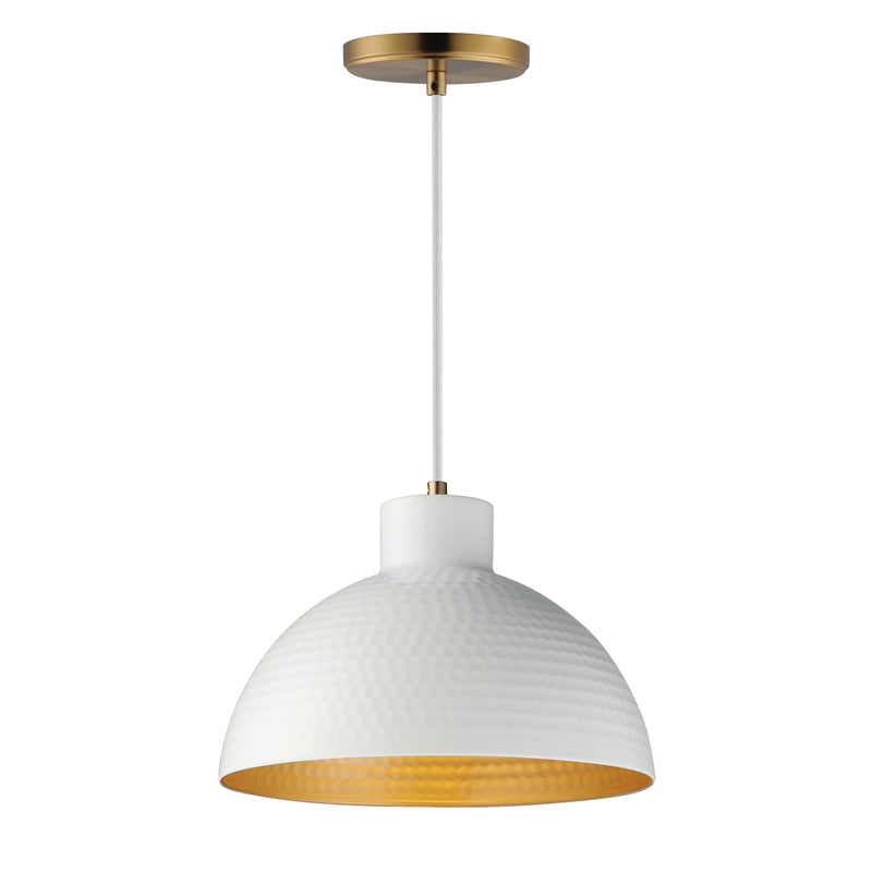 Maxim 35144WTNAB Rockport 12" 1 Light Pendant | White/Natural Aged Brass