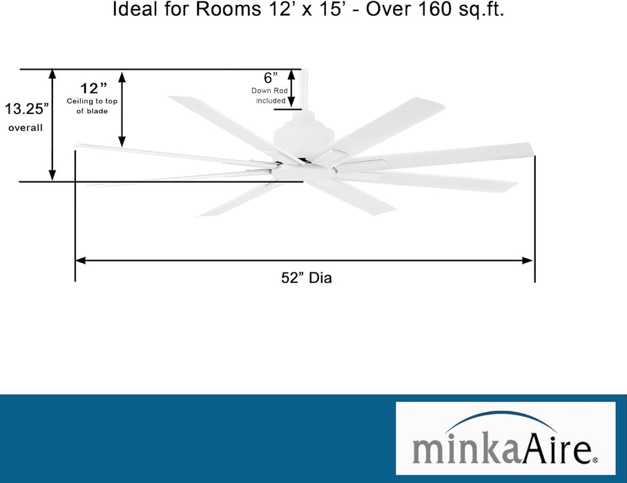 Minka Aire Xtreme H2O 52" Outdoor Flat White Ceiling Fan with Remote Control