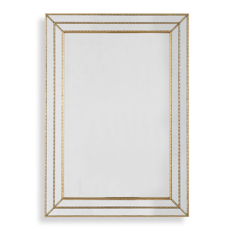 Riventa Metallic Gold Mirror | Modern Rectangle Engineered Wood Frame Bathroom Vanity Mirror Mounted Vertical or Horizontal (24 in. W x 34 in. H x 1 in. D)