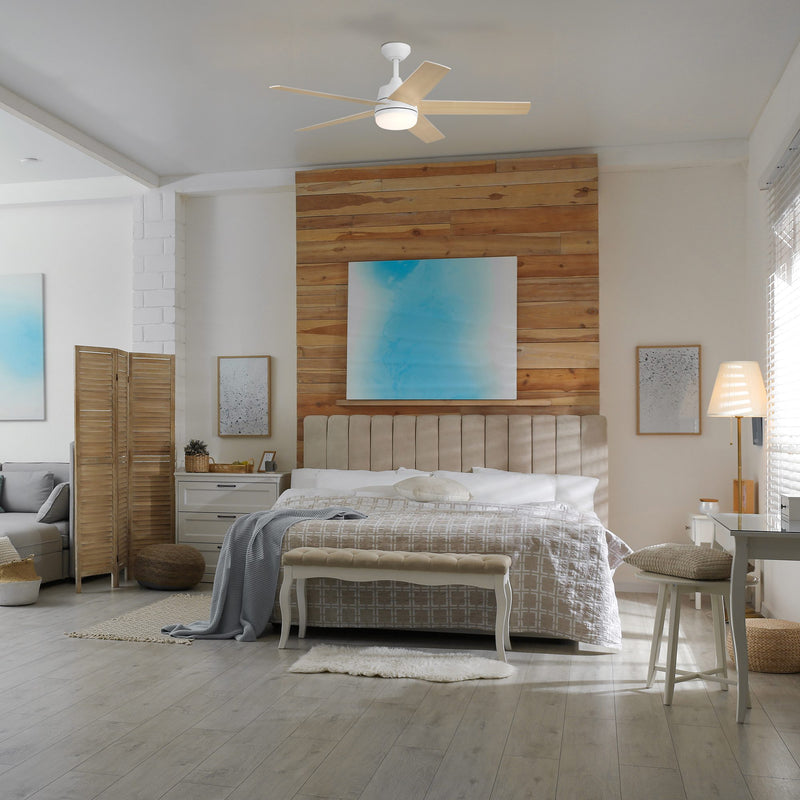 Astrea 52 in. Smart Matte White Modern Ceiling Fan with LED Light and Remote