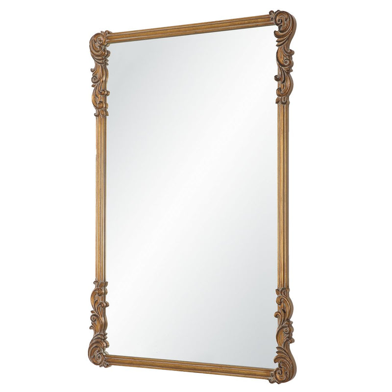 Glavora Antique Gold Mirror | Classic Ornate Rectangle Engineered Wood Frame Bathroom Vanity Mirror Mounted Vertical or Horizontal (24 in. W x 36 in. H x 1 in. D)