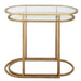 Strada Nesting Tables Set of 2 | Antique Brushed Brass and Clear Tempered Glass Top (Medium: 22 in. W x 19.5 in. H x 10.5 in. D; Large: 24 in. W x 22 in. H x 12.5 in. D)