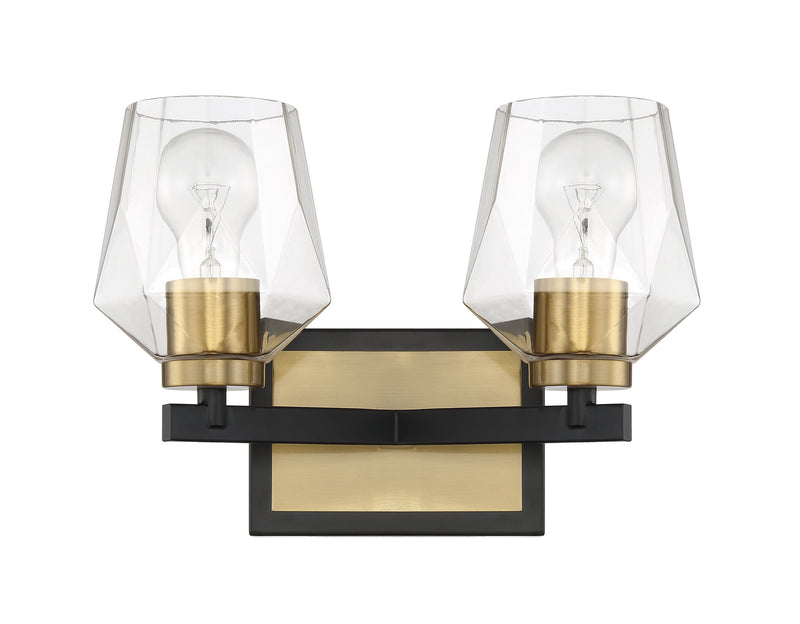 Craftmade 56902-FBSB Avante Grand 2 Light Bathroom Vanity Light -Flat Black/Satin Brass