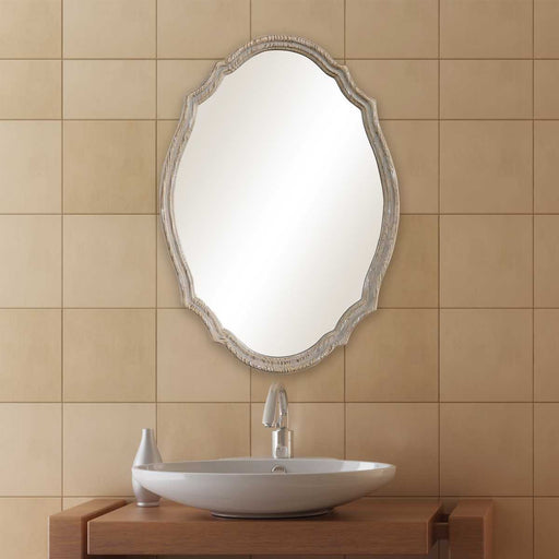 Brindle Mirror | Modern Oval Engineered Wood Frame Bathroom Vanity Mirror Mounted Vertical or Horizontal (24 in. W x 34 in. H x 2 in. D)