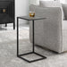 Calden Accent Table | Antique Black with Gray Shagreen Top (12 in. W x 24 in. H)