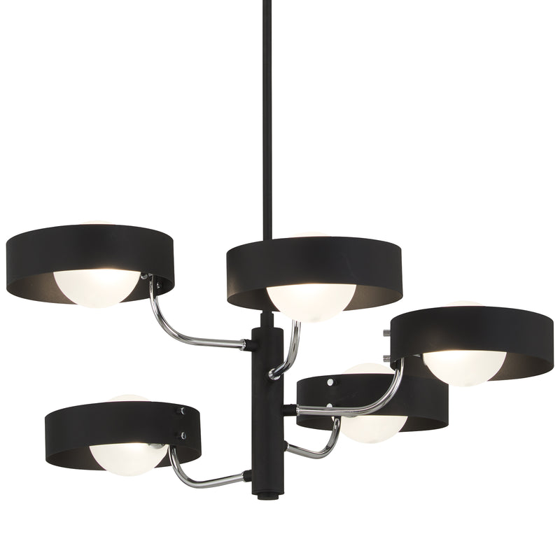 George Kovacs P1565-729 Lift Off 5 Light Chandelier -Sand Coal and Polished Nickel