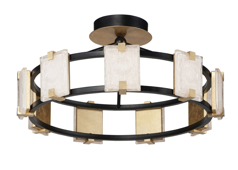 Maxim 39530CYBKGL Radiant 9 Light LED Flush Mount | Black / Gold Leaf
