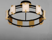 Maxim 39530CYBKGL Radiant 9 Light LED Flush Mount | Black / Gold Leaf