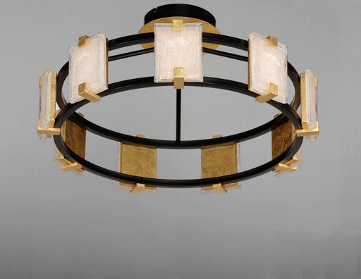 Maxim 39530CYBKGL Radiant 9 Light LED Flush Mount | Black / Gold Leaf