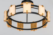 Maxim 39530CYBKGL Radiant 9 Light LED Flush Mount | Black / Gold Leaf