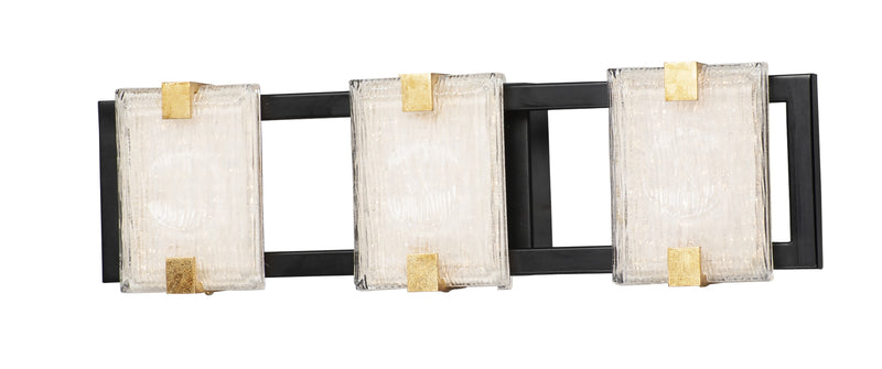 Maxim 39532CYBKGL Radiant 3 Light LED Bath Vanity | Black / Gold Leaf