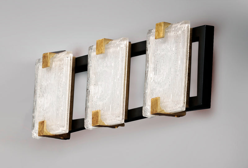 Maxim 39532CYBKGL Radiant 3 Light LED Bath Vanity | Black / Gold Leaf