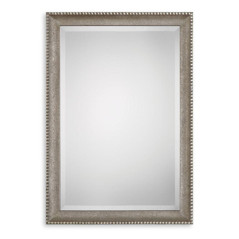 Silven Metallic Silver Mirror | Classic Rectangle Engineered Wood Frame Bathroom Vanity Mirror Mounted Vertical or Horizontal (24 in. W x 34 in. H x 2 in. D)