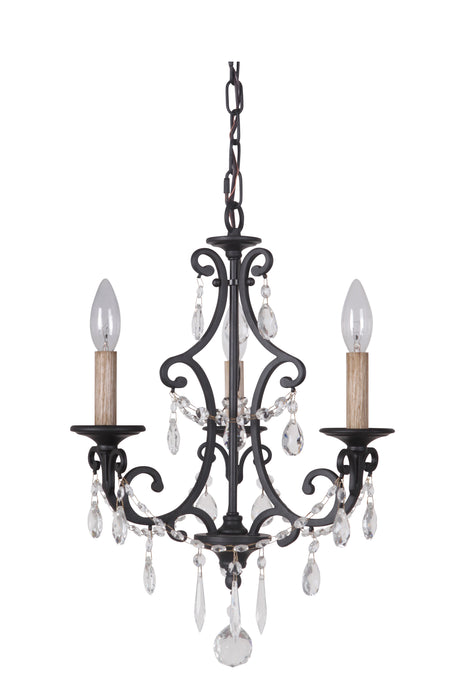 Craftmade 38923-MBK Bentley 3 Light Chandelier -Matte Black