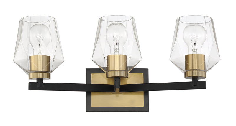 Craftmade 56903-FBSB Avante Grand 3 Light Bathroom Vanity Light -Flat Black/Satin Brass