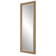 Seavell Coastal Mirror | Modern Rectangle Rattan Polymer Frame Mirror Mounted Vertical or Horizontal (25 in. W x 70 in. H x 2 in. D)