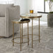 Mavren Nesting Tables Set of 2 | Antique Brushed Gold and Mirrored Top (Medium: 15 in. W x 21 in. H; Large: 18 in. W x 24 in. H)