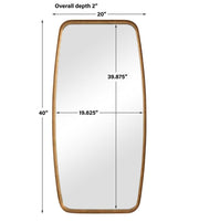 Nexa Gold Leaf Mirror | Modern Rectangle Metal Frame Bathroom Vanity Mirror with Rounded Corners Mounted Vertical or Horizontal (20 in. W x 40 in. H x 2 in. D)