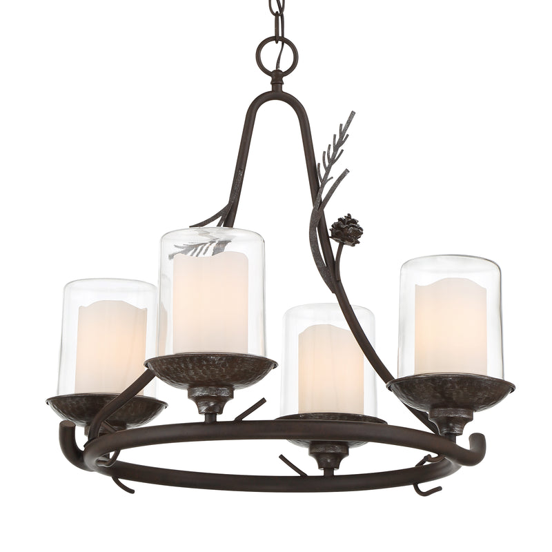 Minka Lavery Ponderosa Ridge 22" 4 Light Chandelier-Weathered Spruce