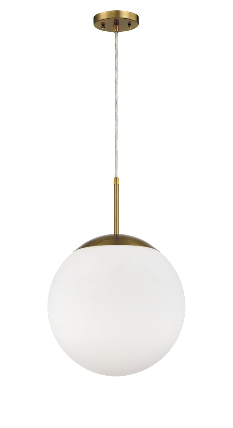 Craftmade 56893-SB-WG Gaze 1 Light 14" Pendant -Satin Brass (White Glass)