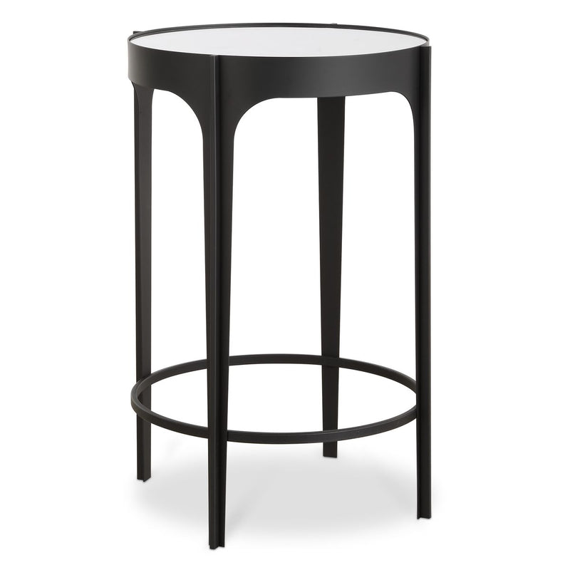 Averon Accent Table | Matte Black and Mirrored Top (16 in. W x 24 in. H)