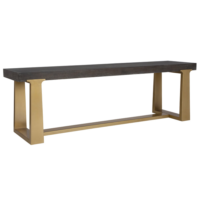 Uttermost Voyage Brass And Wood Bench