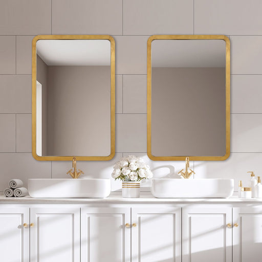 Solaren Gold Leaf Mirror | Modern Rectangle Engineered Wood Frame Bathroom Vanity Mirror (24 in. W x 36 in. H x 1 in. D)