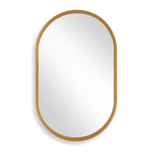 Capsol Brushed Gold Mirror | Modern Oval Iron Frame Bathroom Vanity Mirror Mounted Vertical or Horizontal (22 in. W x 35 in. H x 1 in. D)