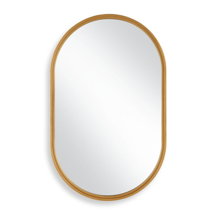 Capsol Brushed Gold Mirror | Modern Oval Iron Frame Bathroom Vanity Mirror Mounted Vertical or Horizontal (22 in. W x 35 in. H x 1 in. D)