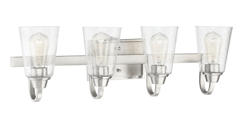 Craftmade 41904-BNK-CS Grace 4 Light Bathroom Vanity Light -Brushed Polished Nickel (Clear Seeded Glass)