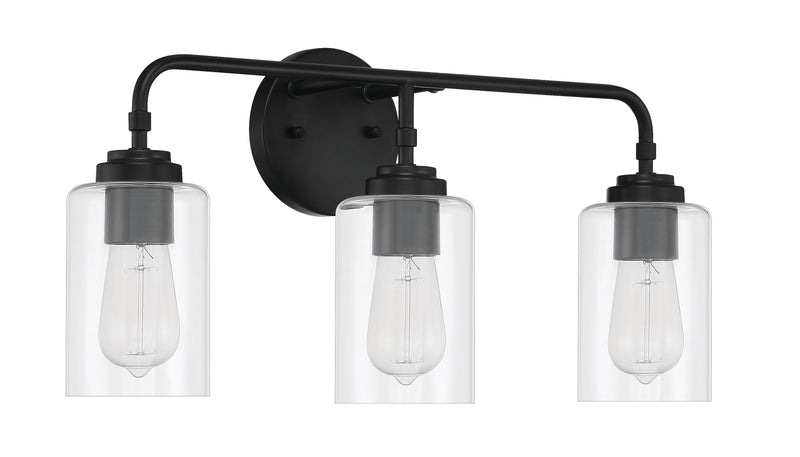 Craftmade 56003-FB Stowe 3 Light Bathroom Vanity Light -Flat Black
