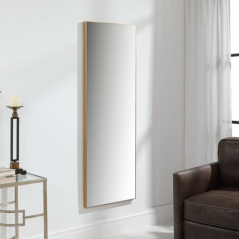Strathen Gold Mirror | Modern Rectangle Frame Bathroom Vanity Mirror Mounted Vertical or Horizontal (20 in. W x 60 in. H x 1 in. D)