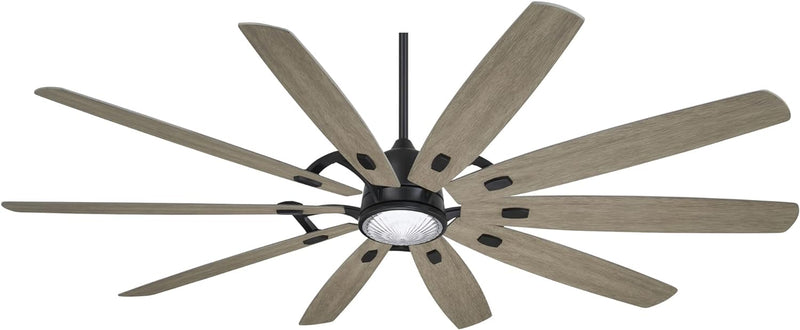 Minka Aire Barn H2O F865L-CL/SG 84-Inch Smart LED Outdoor Modern Ceiling Fan in Coal Black with Seashore Grey Blades and Remote