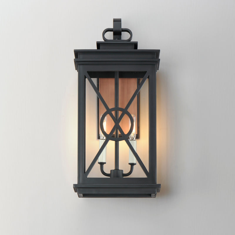 Maxim 40806CLACPBK Yorktown VX 2 Light Outdoor Wall Sconce | Black/Aged Copper