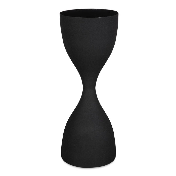 Gravon Accent Table | Textured Sandpaper Black and High Gloss Black Top (9 in. W x 24 in. H)