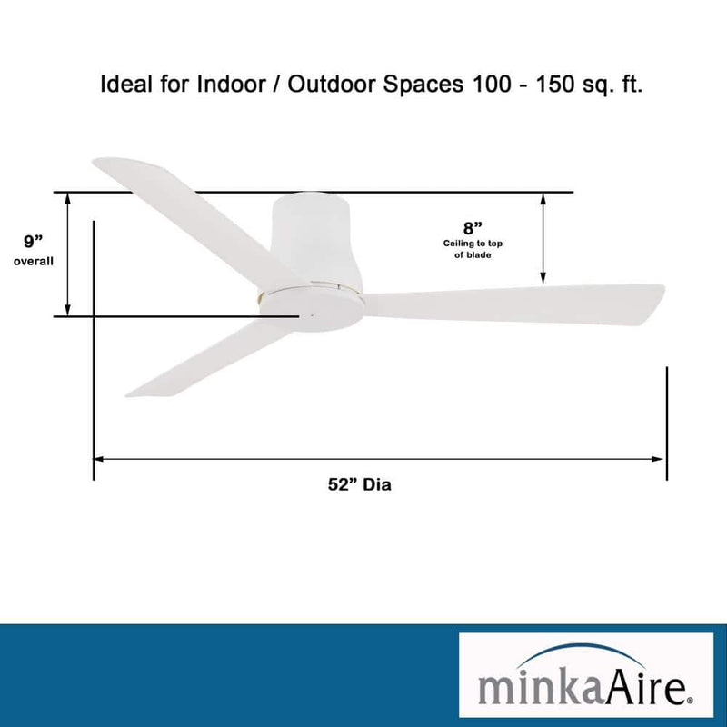 Minka Aire Simple Flush Hugger 52" Flat White Outdoor Ceiling Fan with Remote