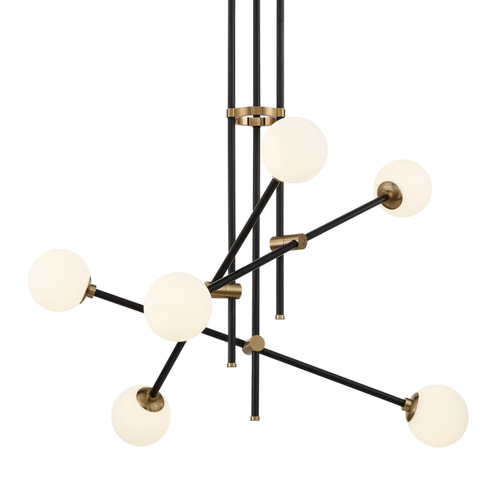 George Kovacs P8155-681 Cosmet 6 Light Pendant Light -Coal and Aged Brass