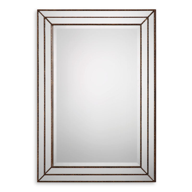 Riventa Metallic Bronze Mirror | Modern Rectangle Engineered Wood Frame Bathroom Vanity Mirror Mounted Vertical or Horizontal (24 in. W x 34 in. H x 1 in. D)