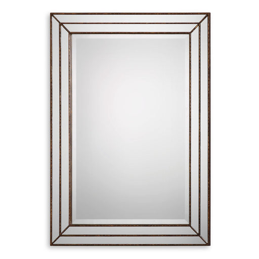 Riventa Metallic Bronze Mirror | Modern Rectangle Engineered Wood Frame Bathroom Vanity Mirror Mounted Vertical or Horizontal (24 in. W x 34 in. H x 1 in. D)