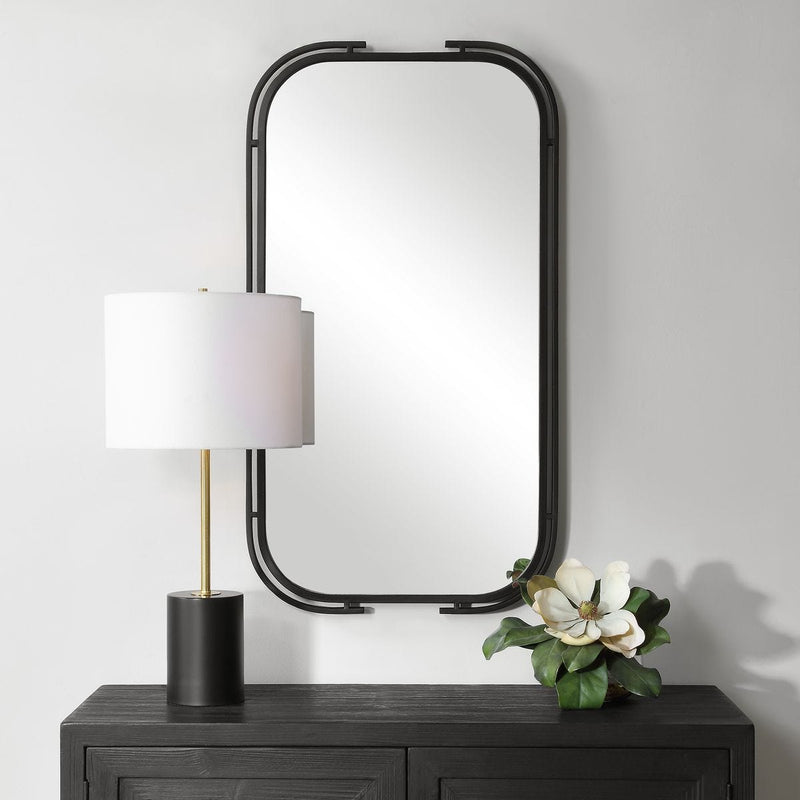 Solix Matte Black Mirror | Modern Rectangle Iron Frame Bathroom Vanity Mirror Mounted Vertical or Horizontal (22 in. W x 40 in. H x 1 in. D)