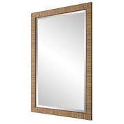 Shorlin Coastal Mirror | Modern Rectangle Rattan Polymer Frame Bathroom Vanity Mirror Mounted Vertical or Horizontal (22 in. W x 32 in. H x 1 in. D)