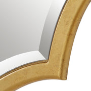 Domari Gold Leaf Mirror | Modern Oval Engineered Wood Frame Bathroom Vanity Mirror Mounted Vertical or Horizontal (27 in. W x 41 in. H x 1 in. D)