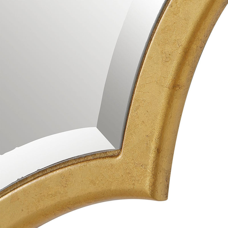 Domari Gold Leaf Mirror | Modern Oval Engineered Wood Frame Bathroom Vanity Mirror Mounted Vertical or Horizontal (27 in. W x 41 in. H x 1 in. D)